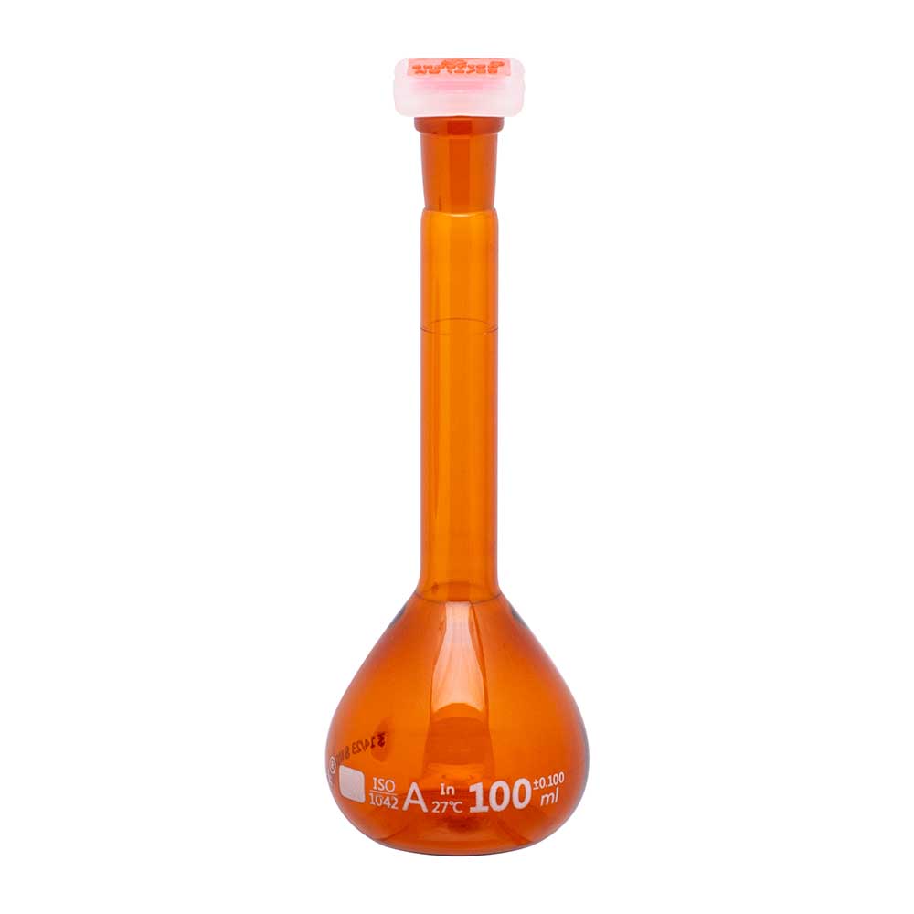 Flask Volumetric Amber, With Interchangeable Glass and Super Stopper™, Class A