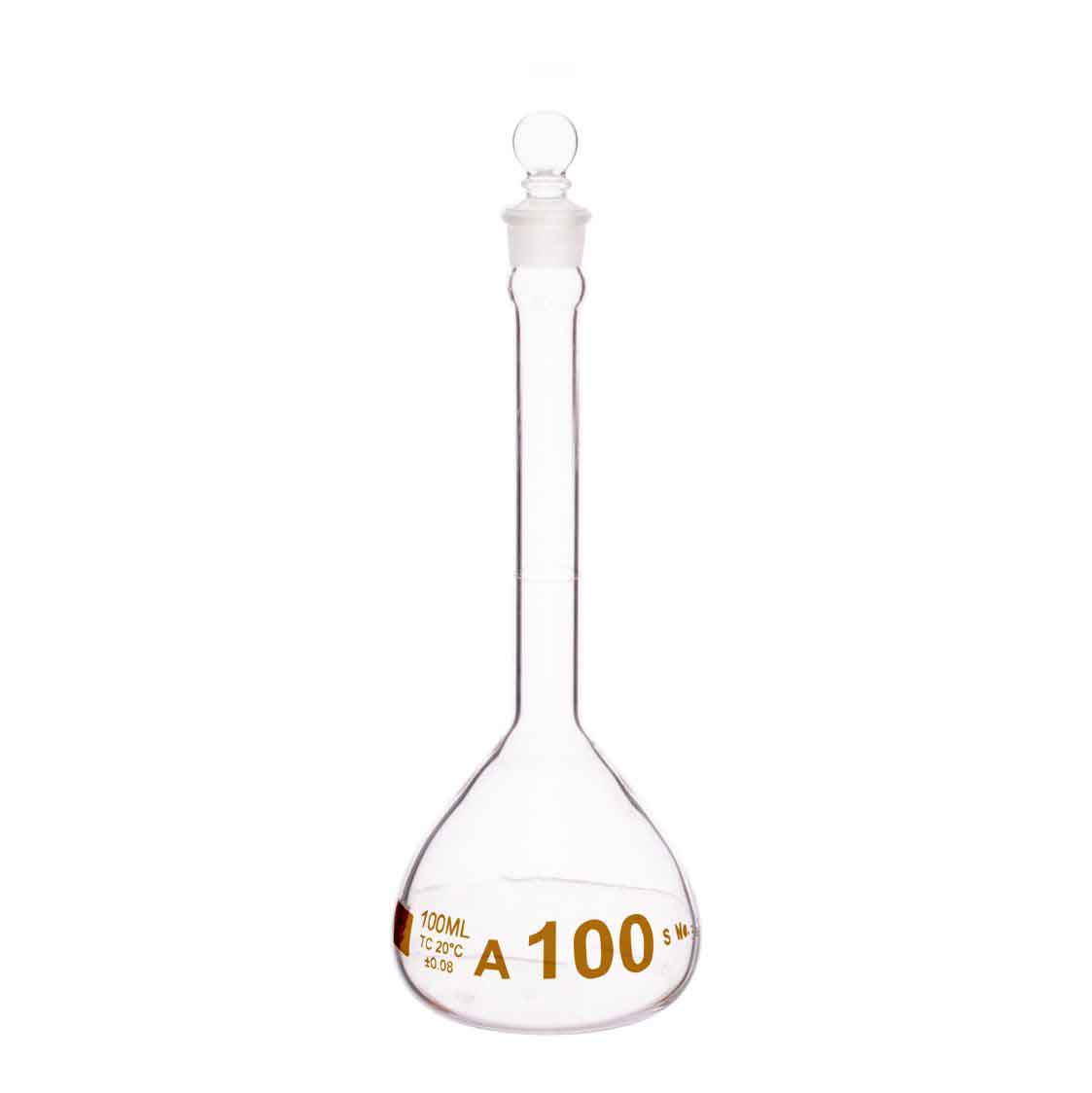 Borosilicate Glass ASTM Volumetric Flask with Glass Stopper, 500
