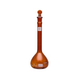 Amber Volumetric Flask-ASTM, Narrow Mouth With Glass  Stopper Class A